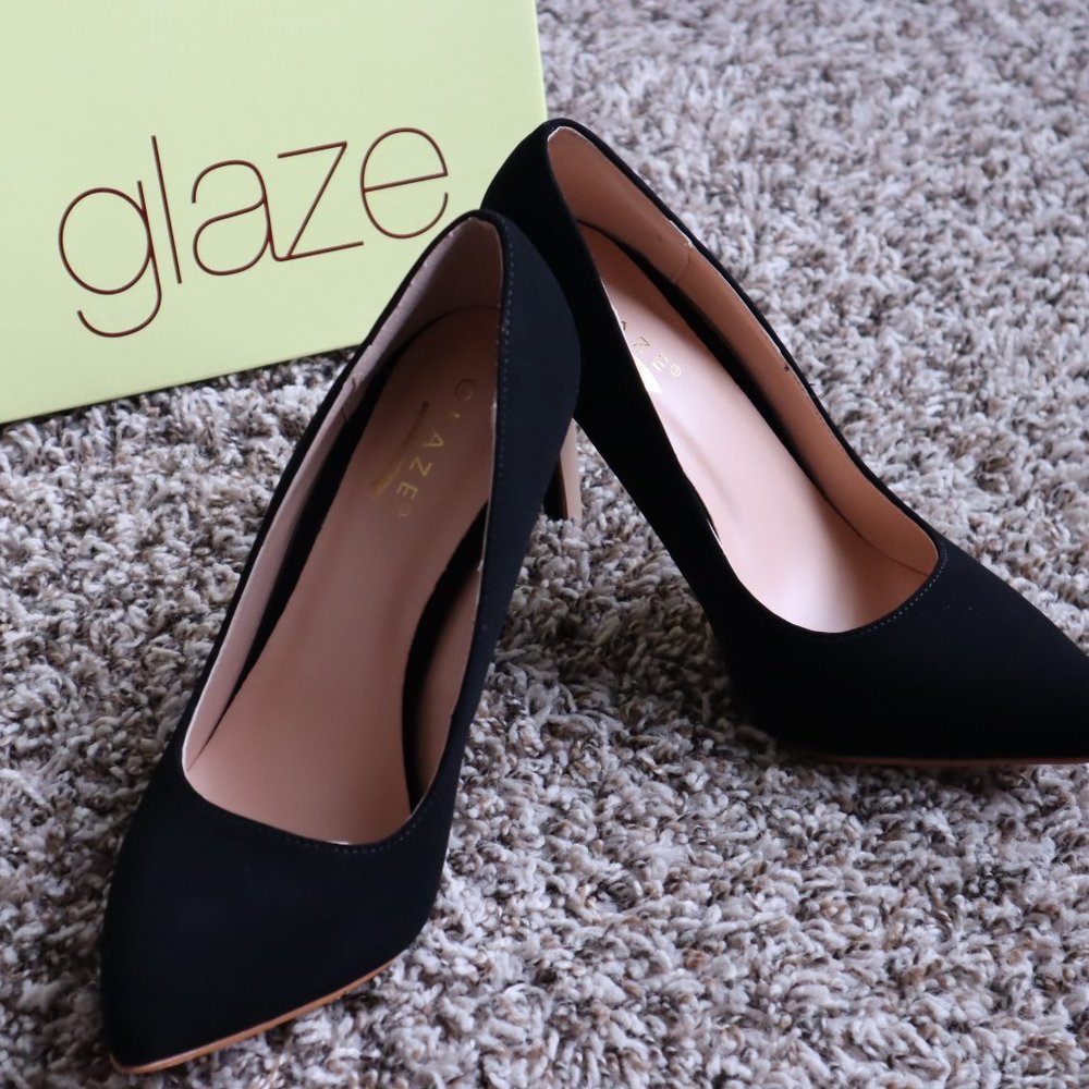 Glaze Black Suede Women's High heel Size 6 1/2